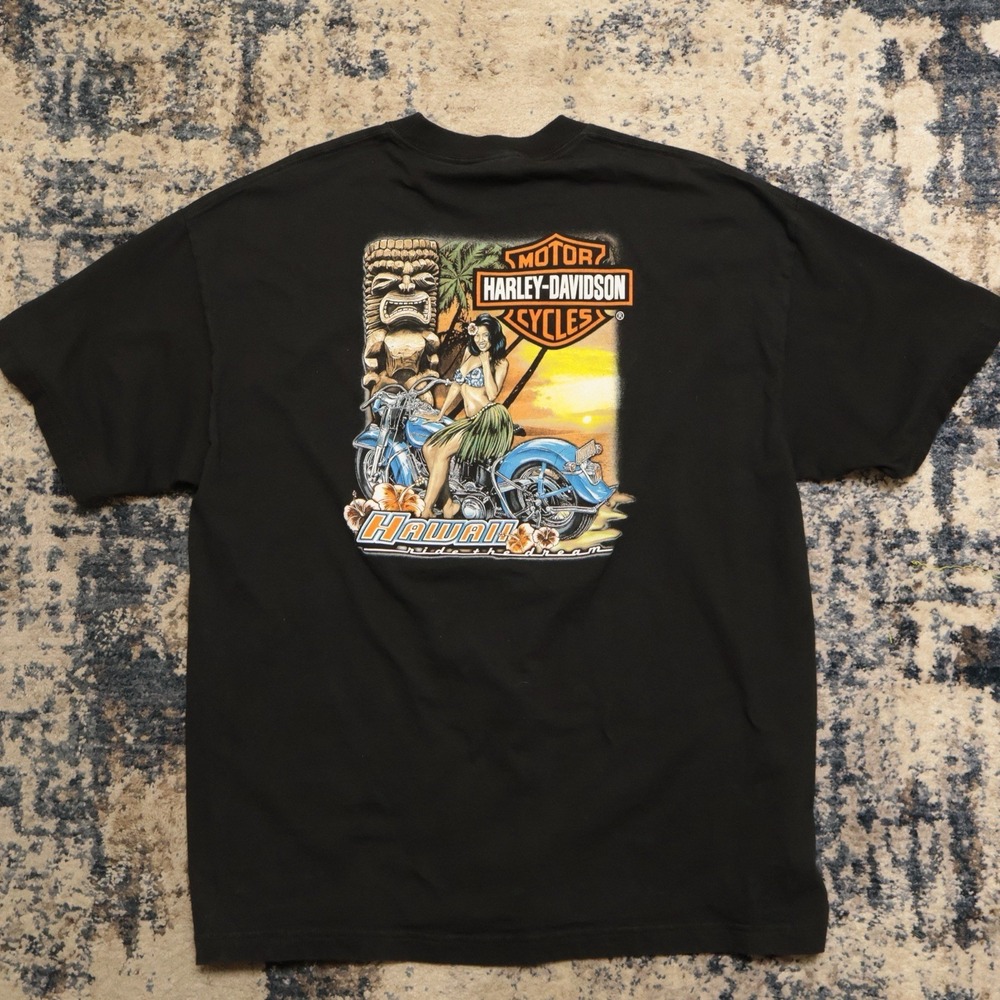 Harley Davidson Shirt Mens Size XL Hawaii Ride The Dream Hula Girl Pin Up